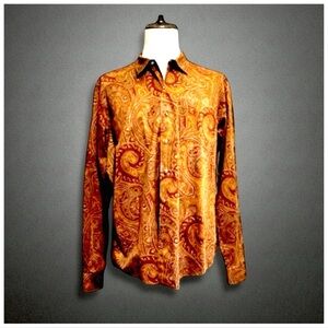 Polo Ralph Lauren Custom Fit Paisley Shirt XL | Gold Baroque Print